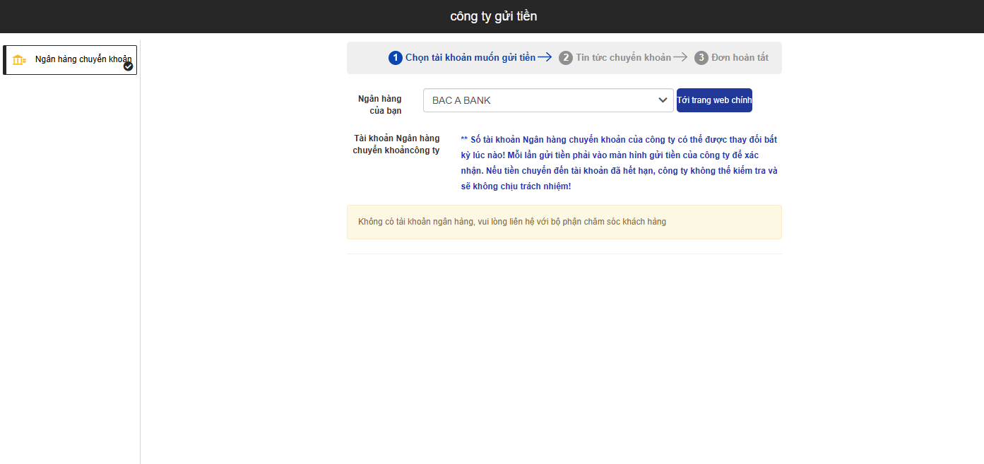 Hướng dẫn chi tiết cách nạp tiền OK365 cho người mới 3 Nạp tiền qua công ty gửi tiền